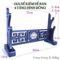 Giá Để Kiếm Để Bàn Màu Đen 2 Tầng Hình Rồng Mạ Vàng Loại Cao Cấp