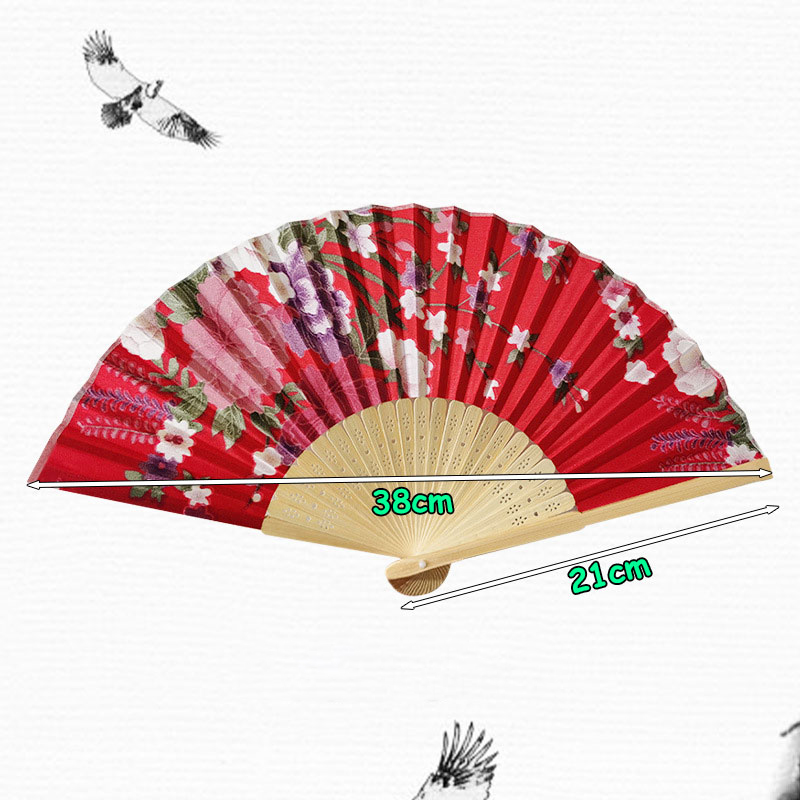 Quạt Vải Nhật Bản Hoa Màu Đỏ