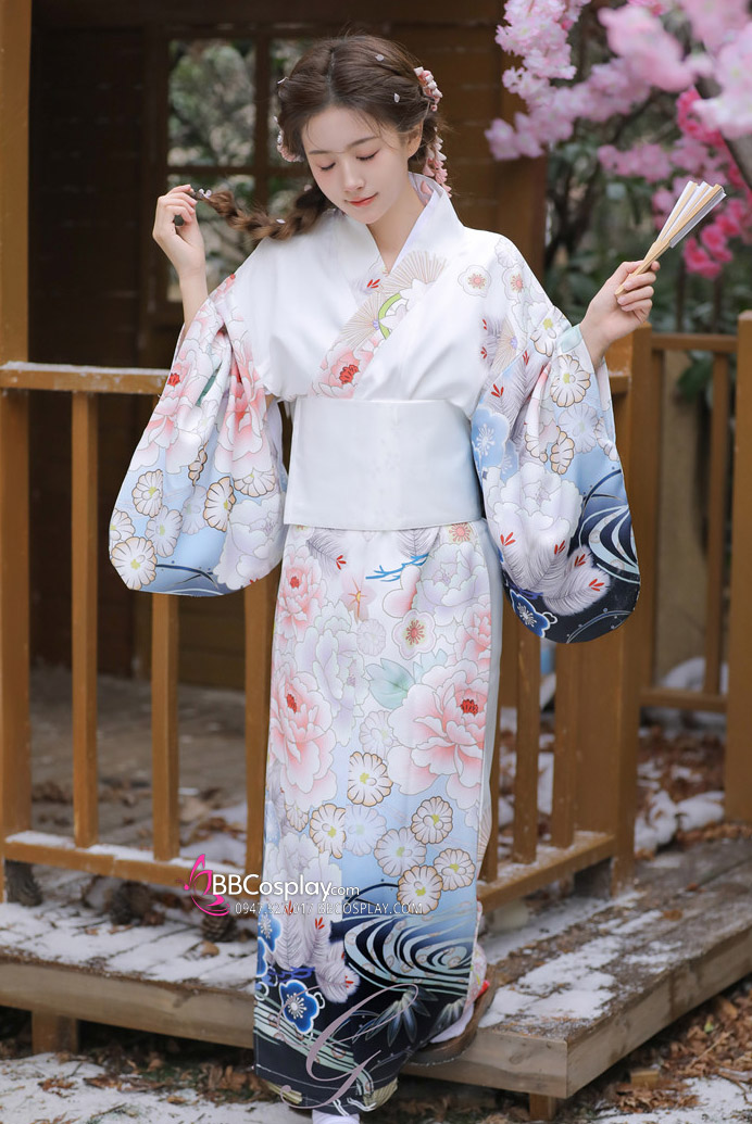 Áo Kimono Yukata Mùa Xuân Tặng Kèm Thắt Lưng