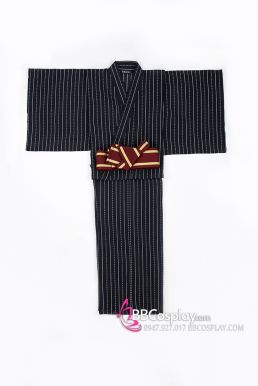 Yukata Nhật Xanh Đen Obi Đỏ Đô Viền Vàng - Hết Hàng Chờ Hàng