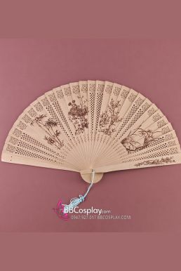 Quạt Gỗ Phong Thuỷ Tứ Bình - Mai Lan Cúc Trúc