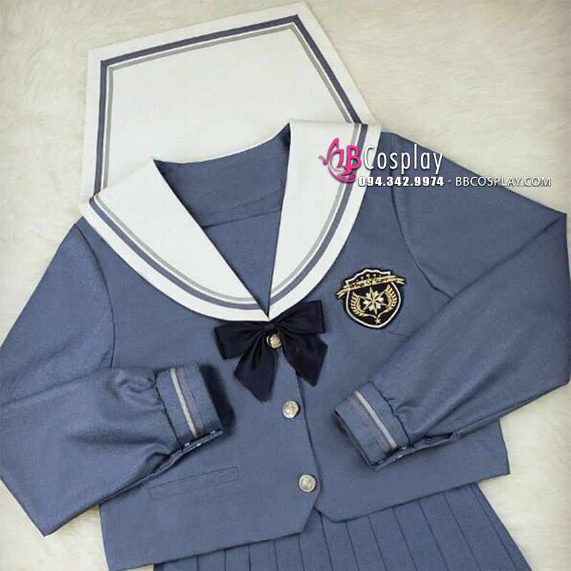 Seifuku Nữ Sinh Nhật Xanh Xám Dài Tay