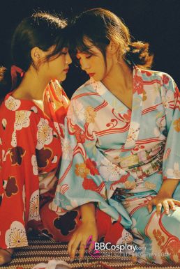 Áo Yukata Xanh Hoa Anh Đào