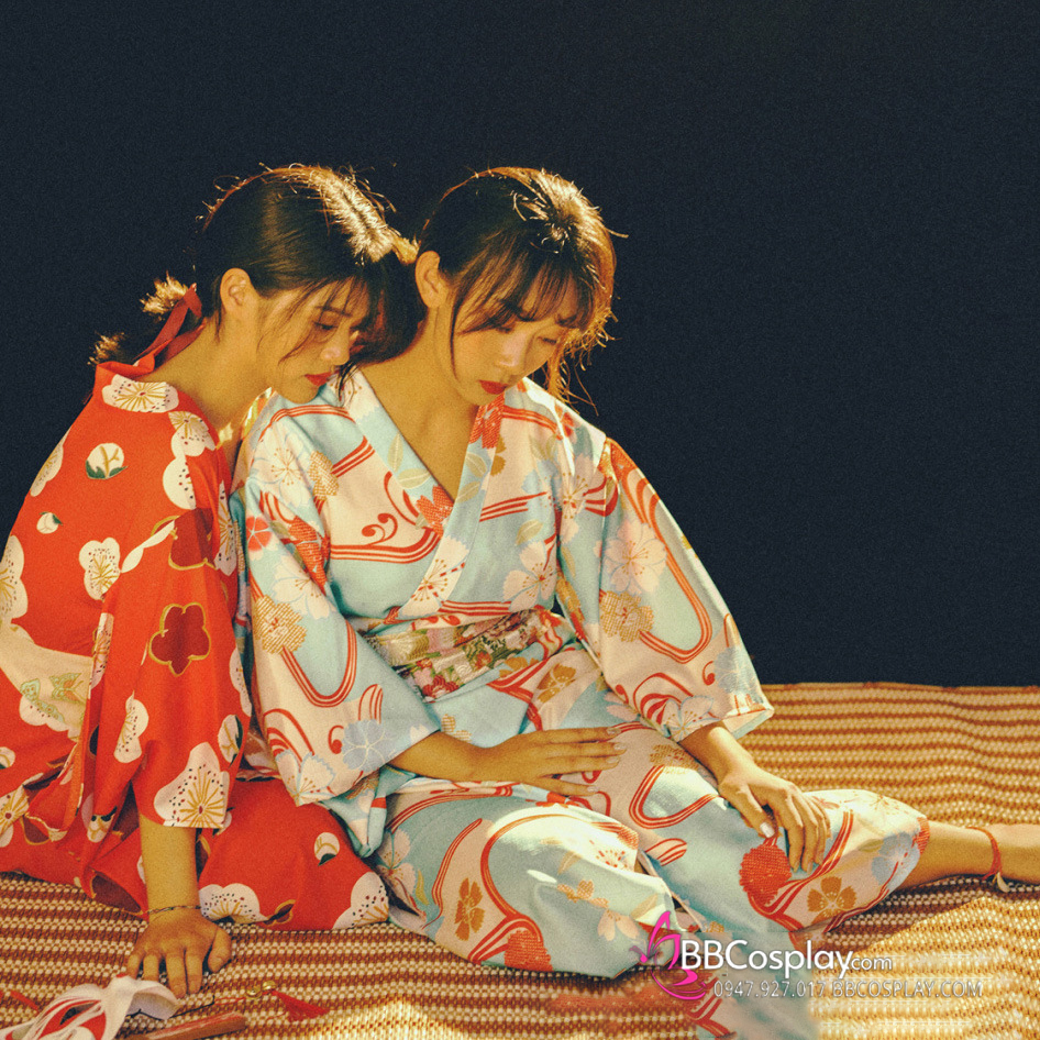 Áo Yukata Xanh Hoa Anh Đào