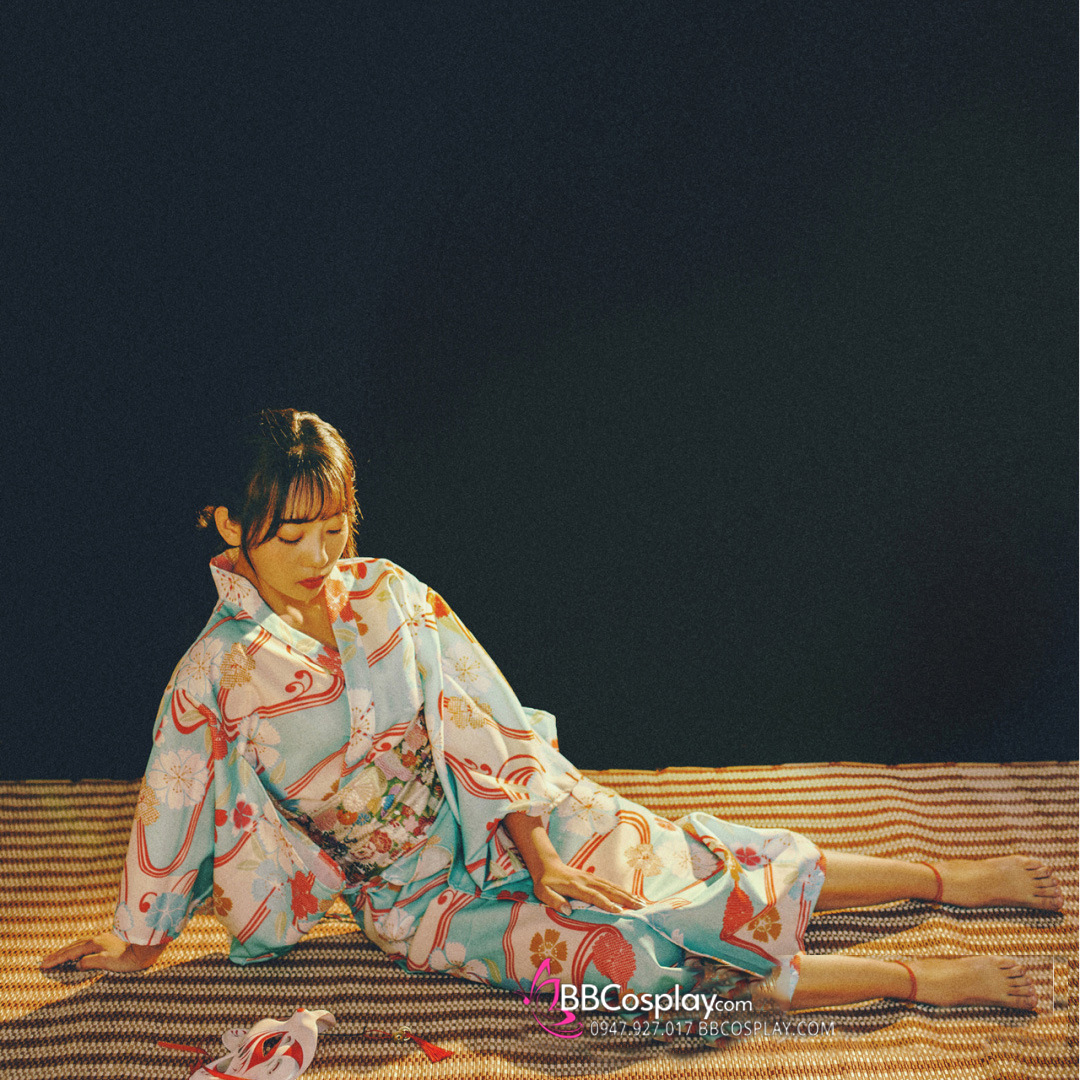 Áo Yukata Xanh Hoa Anh Đào