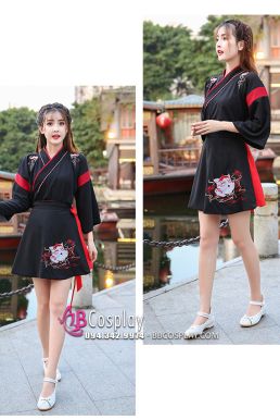Hán Phục Cách Tân Trung Hoa Mèo Ngố Đen