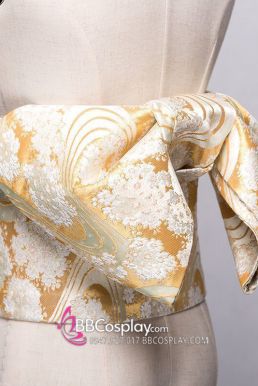 Thắt Lưng Cho Kimono Và Yukata Nhật Gấm Vàng Nhạt