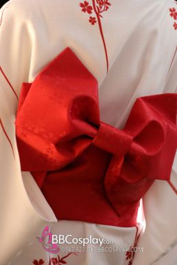 Đai Lưng Kimono Đỏ Obi Nơ Đỏ Đậm