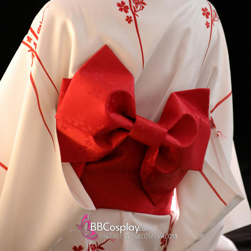 Đai Lưng Kimono Đỏ Obi Nơ Đỏ Đậm
