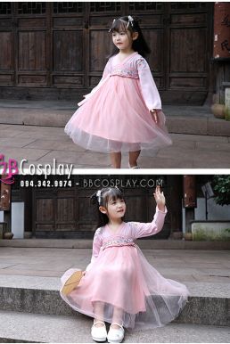 Trang Phục Hằng Nga Cho Bé Hồng Pastel - Tiểu Đào
