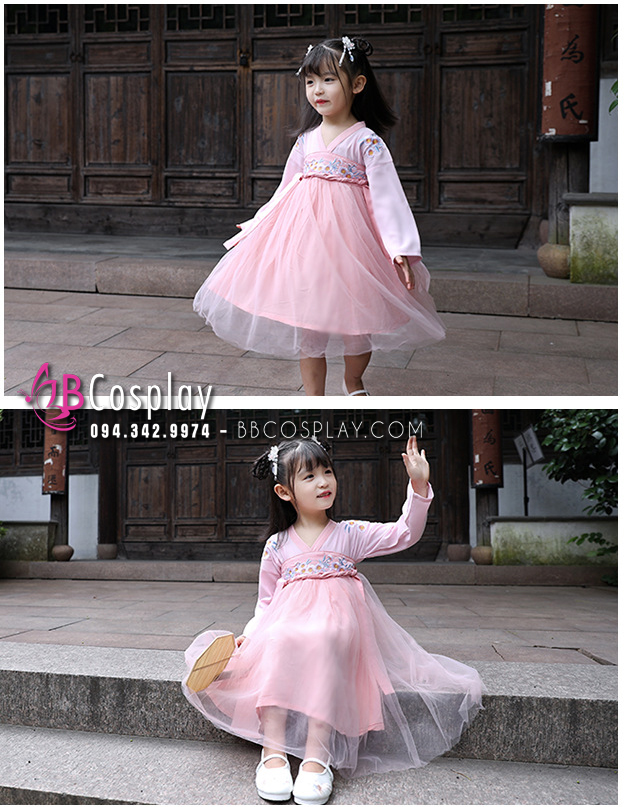Trang Phục Hằng Nga Cho Bé Hồng Pastel - Tiểu Đào