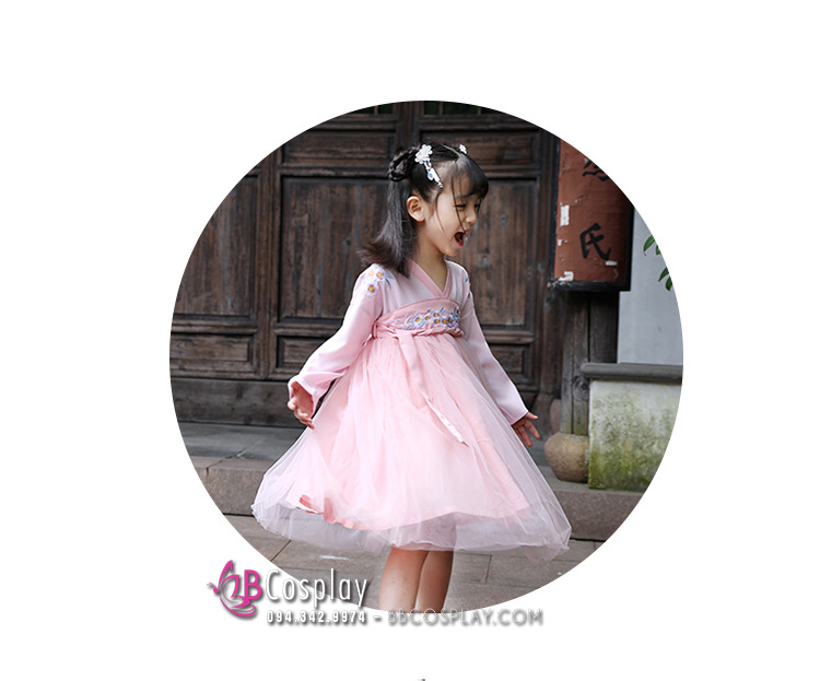 Trang Phục Hằng Nga Cho Bé Hồng Pastel - Tiểu Đào