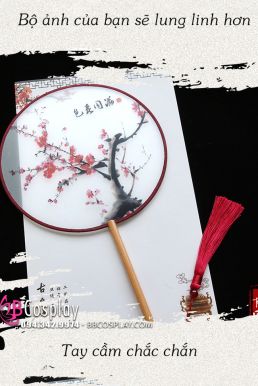 Quạt Cổ Trang Tiểu Tú Cán Ngắn Trúc Xanh