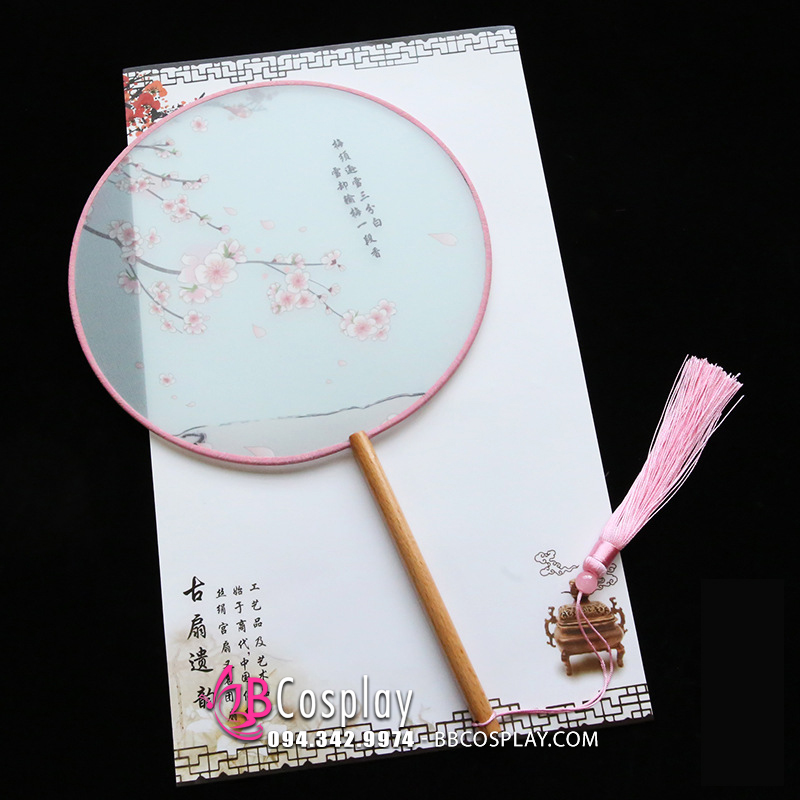 Quạt Cổ Trang Tiểu Tú Cán Ngắn Trúc Xanh