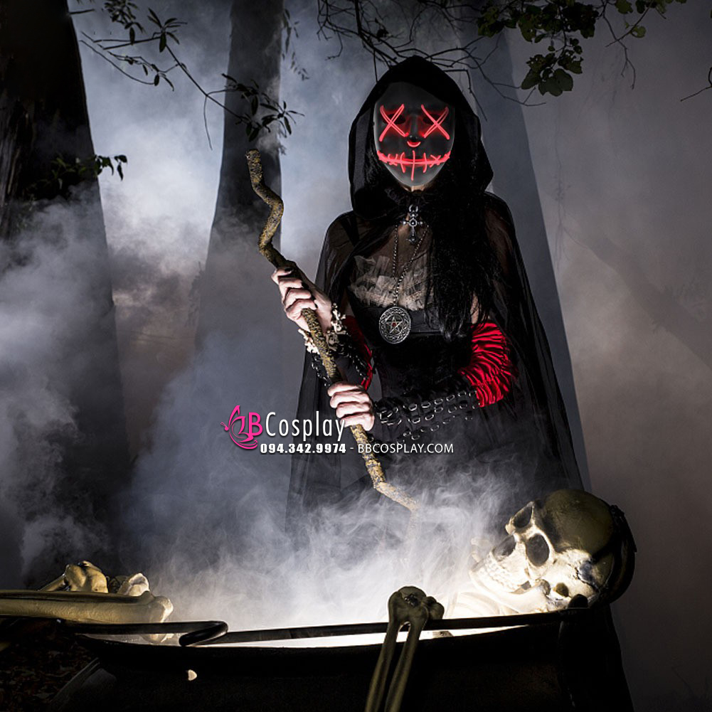 Mặt Nạ Halloween Có Đèn Led - Mặt Nạ Đèn Màu Điện Tử