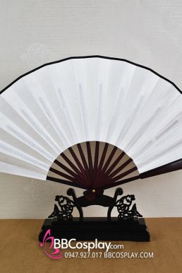 Quạt Xếp Trơn Cán Gỗ Mẫu Trắng