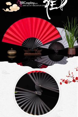 Quạt Xếp Trơn Cán Gỗ Mẫu Trắng