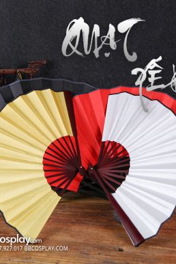 Quạt Xếp Trơn Cán Gỗ Mẫu Trắng