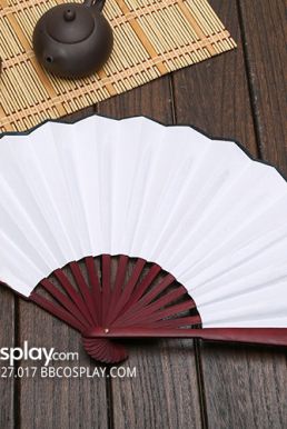Quạt Xếp Trơn Cán Gỗ Mẫu Trắng