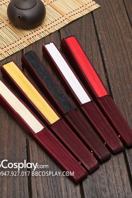 Quạt Xếp Trơn Cán Gỗ Mẫu Trắng
