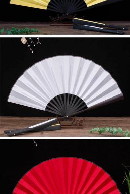 Quạt Xếp Trơn Cán Gỗ Mẫu Trắng
