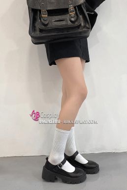 Giày Nữ Sinh Đế Cao Đen Mờ 6cm Size 39