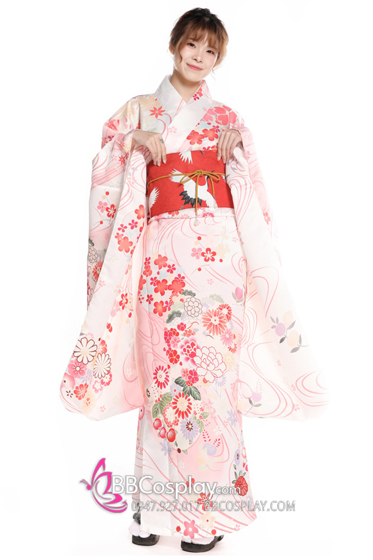 Kimono Nhật Bản Hoa Anh Đào Pastel