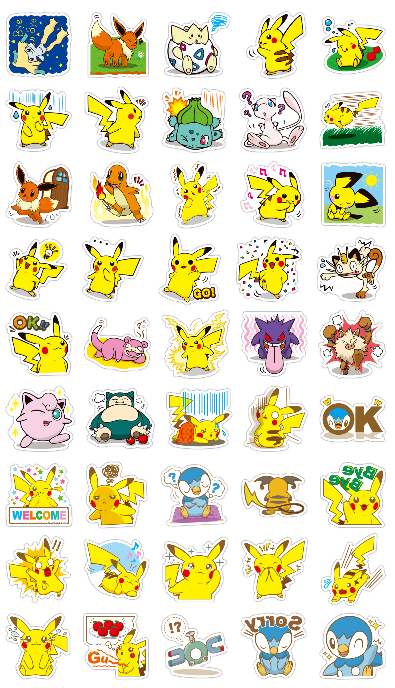 Bộ Sticker Hình Pikachu - Bộ 80 Cái