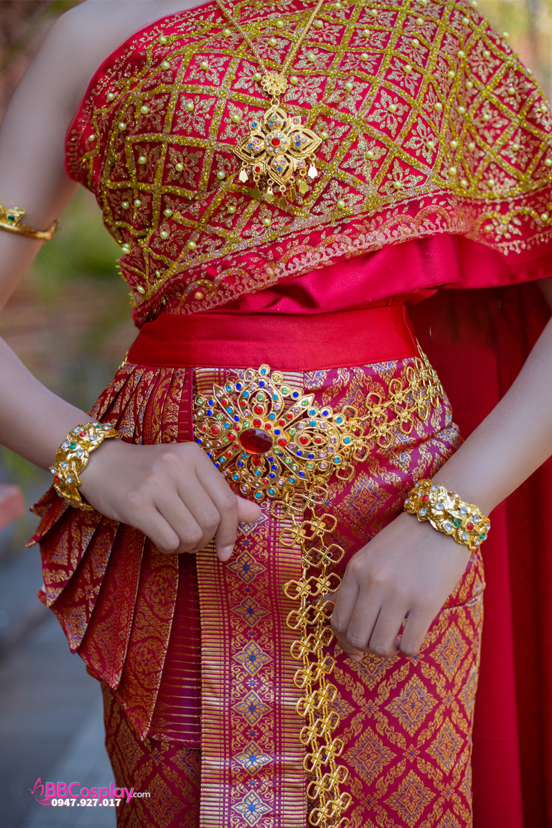 Đồ Thái Lan Áo Đỏ Kim Sa- Váy Đỏ Kim Tuyến