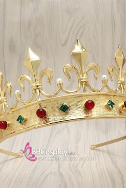 Vương Miện Hoàng Tử Màu Vàng Có Đá Màu