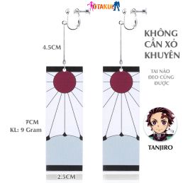 Cặp Bông Tai Kẹp Vành Chuẩn Phim Thực Tế - Hóa Trang Nhân Vật Kimetsu No Yaiba Tanjirou Kamado - Không Cần Xỏ Lỗ Vẫn Đeo Được