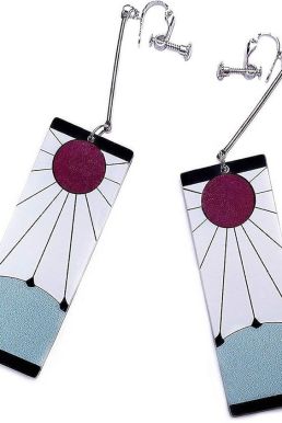 Cặp Bông Tai Kẹp Vành Chuẩn Phim Thực Tế - Hóa Trang Nhân Vật Kimetsu No Yaiba Tanjirou Kamado - Không Cần Xỏ Lỗ Vẫn Đeo Được