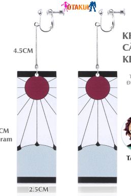 Cặp Bông Tai Kẹp Vành Chuẩn Phim Thực Tế - Hóa Trang Nhân Vật Kimetsu No Yaiba Tanjirou Kamado - Không Cần Xỏ Lỗ Vẫn Đeo Được
