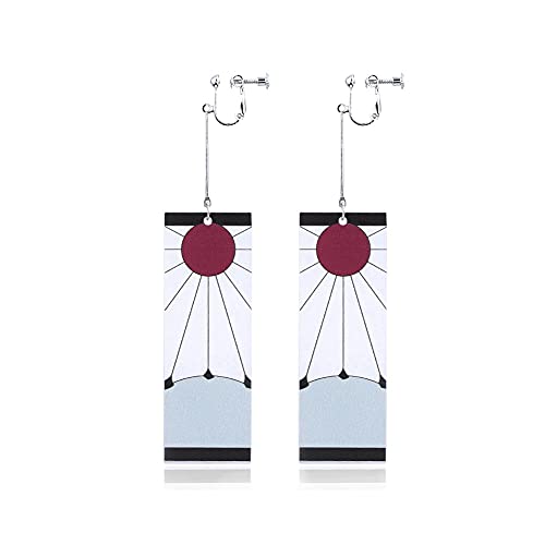 Cặp Bông Tai Kẹp Vành Chuẩn Phim Thực Tế - Hóa Trang Nhân Vật Kimetsu No Yaiba Tanjirou Kamado - Không Cần Xỏ Lỗ Vẫn Đeo Được