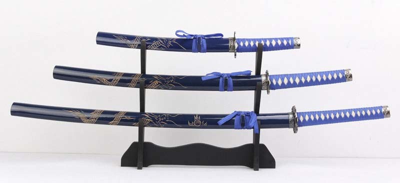Bộ 3 Kiếm Nhật Samurai Xanh Khắc Vân Rồng