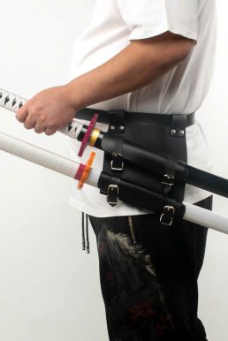 Thắt Lưng Đeo Kiếm - Đai Da Đeo Kiếm - Thắt Lưng Gắn Bao Kiếm Loại 2 Kiếm Cao Cấp Màu Đen