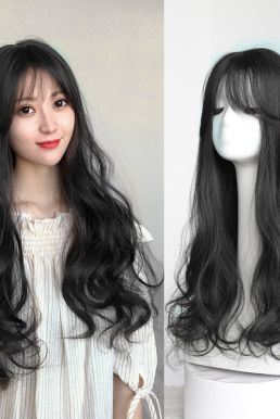 Tóc Xoăn Dài Màu Đen Tự Nhiên