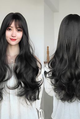 Tóc Xoăn Dài Màu Đen Tự Nhiên