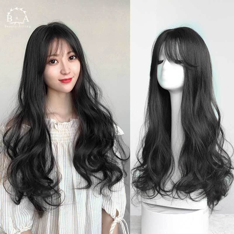 Tóc Xoăn Dài Màu Đen Tự Nhiên