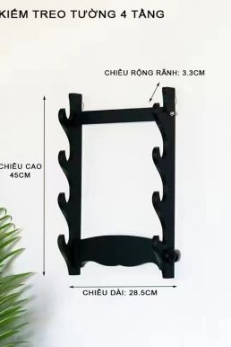 Giá Để Kiếm Gỗ Treo Tường 4 Tầng