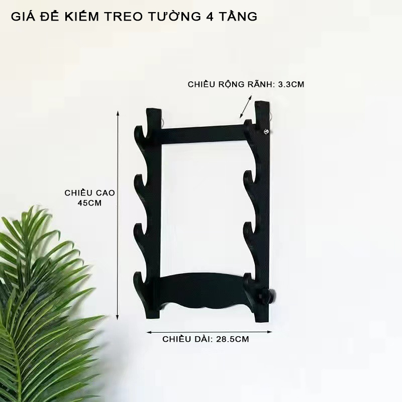 Giá Để Kiếm Gỗ Treo Tường 4 Tầng