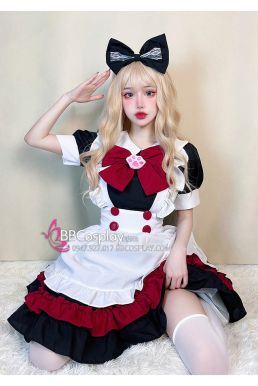 Đồ Nàng Hầu Maid Đen Đỏ Tạp Dề Trắng