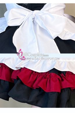 Đồ Nàng Hầu Maid Đen Đỏ Tạp Dề Trắng