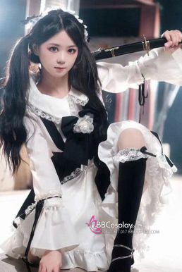 Đồ Nàng Hầu Maid Đen Trắng Tay Dài Phong Cách Lolita