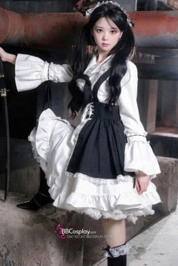 Đồ Nàng Hầu Maid Đen Trắng Tay Dài Phong Cách Lolita
