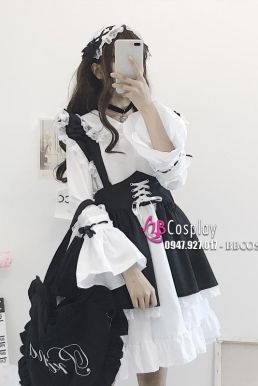 Đồ Nàng Hầu Maid Đen Trắng Tay Dài Phong Cách Lolita