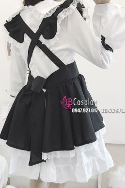 Đồ Nàng Hầu Maid Đen Trắng Tay Dài Phong Cách Lolita
