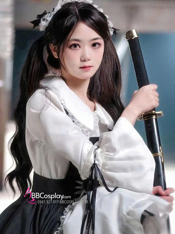 Đồ Nàng Hầu Maid Đen Trắng Tay Dài Phong Cách Lolita