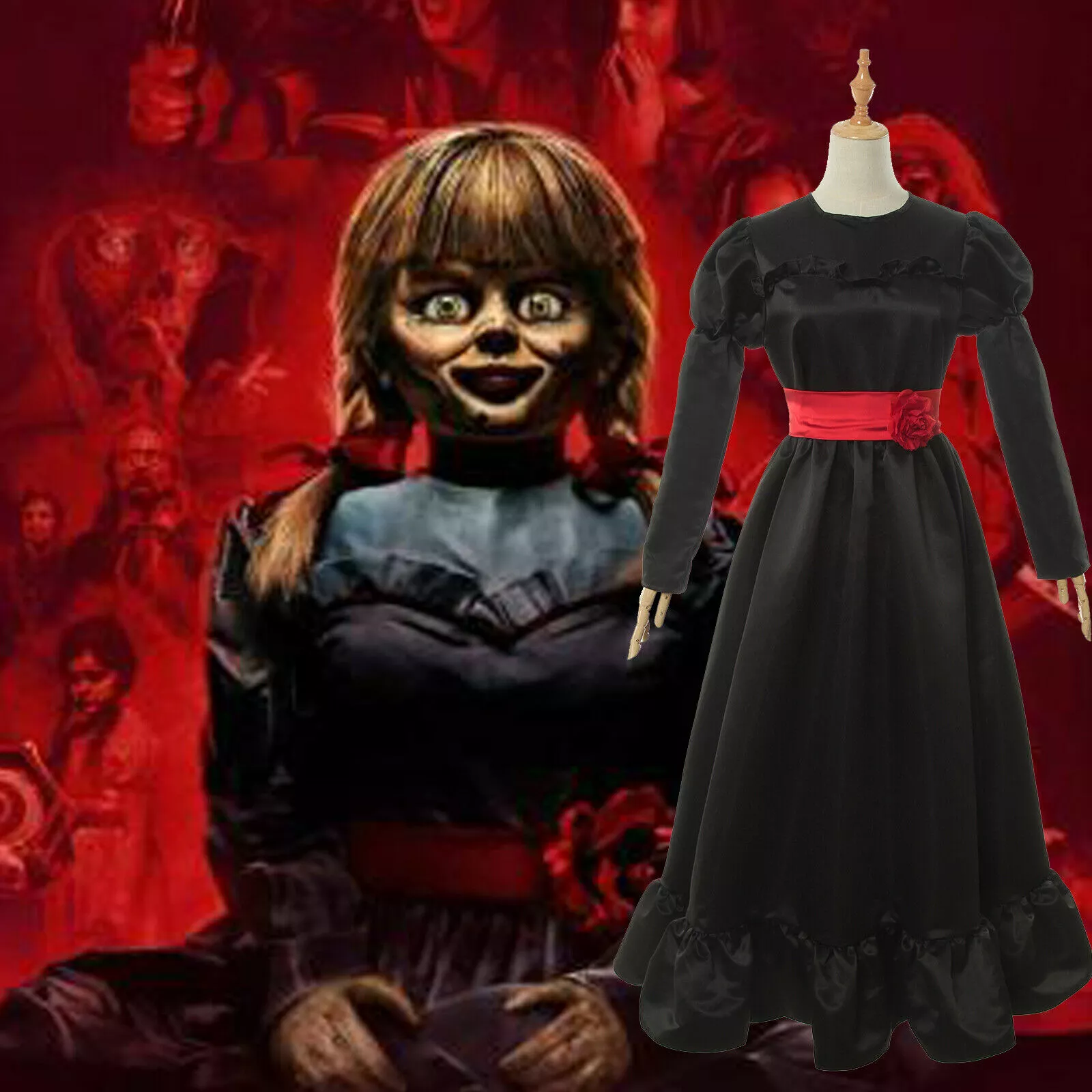 Trang Phục Búp Bê Annabelle Vải Kate Hàng Nhập - Mẫu Đen