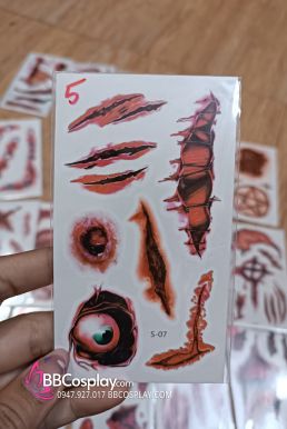 Hình Xăm Dán Halloween - Hình Xăm Sẹo Giả